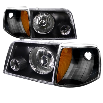 1993 - 1997 Ford Ranger Projector Headlights + Corner Lights - Black