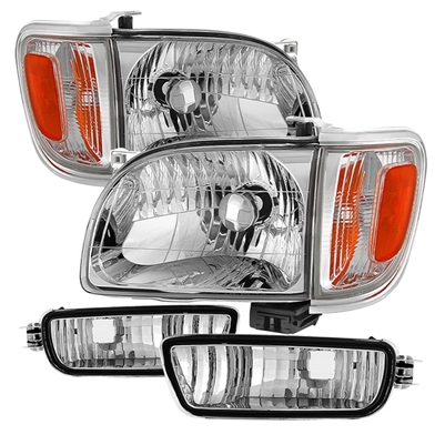 Chrome Headlights For Toyota Tacoma 2005-2011 – Amber Corner, Halogen, Pair